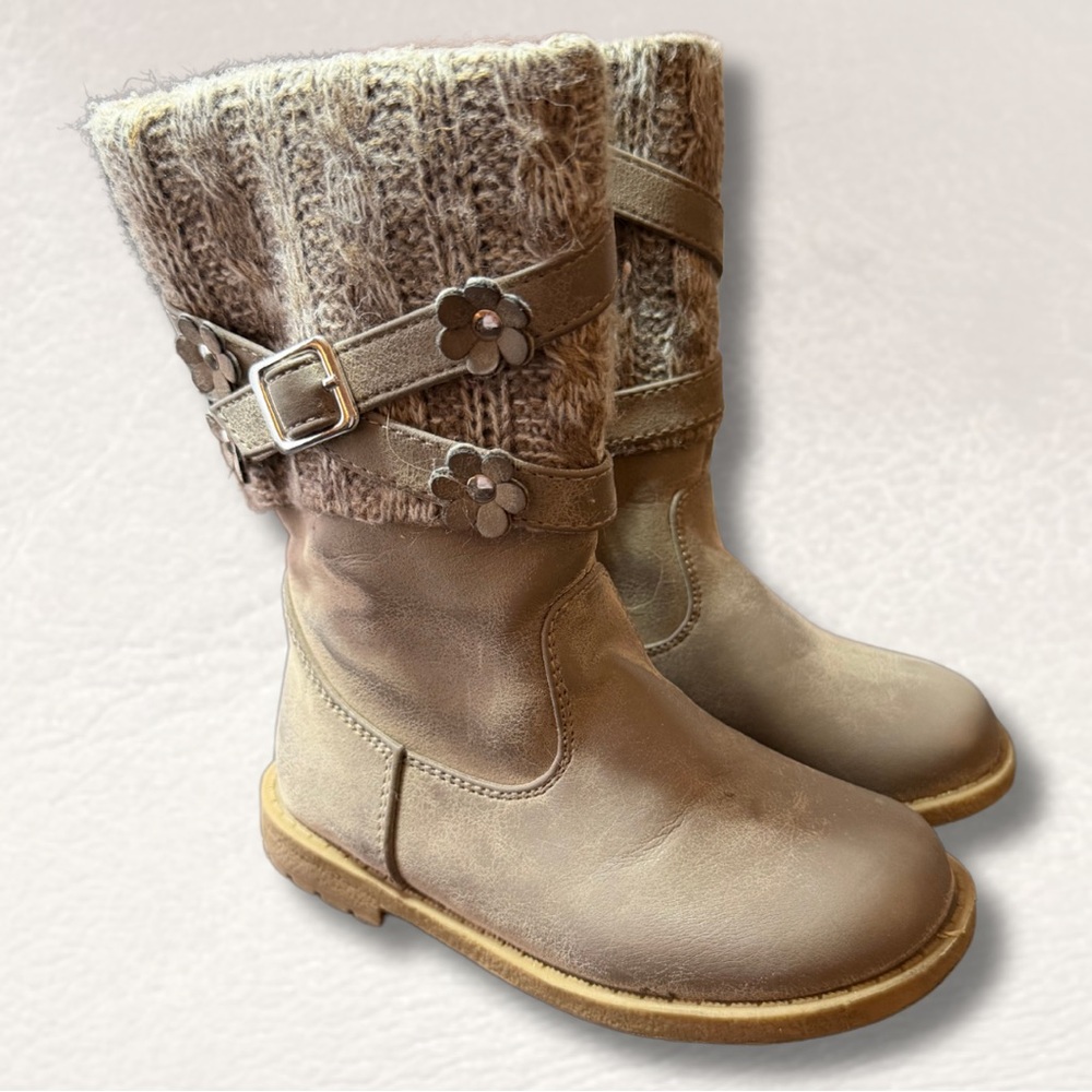 Rachel Shoes Tan Knit Boots
